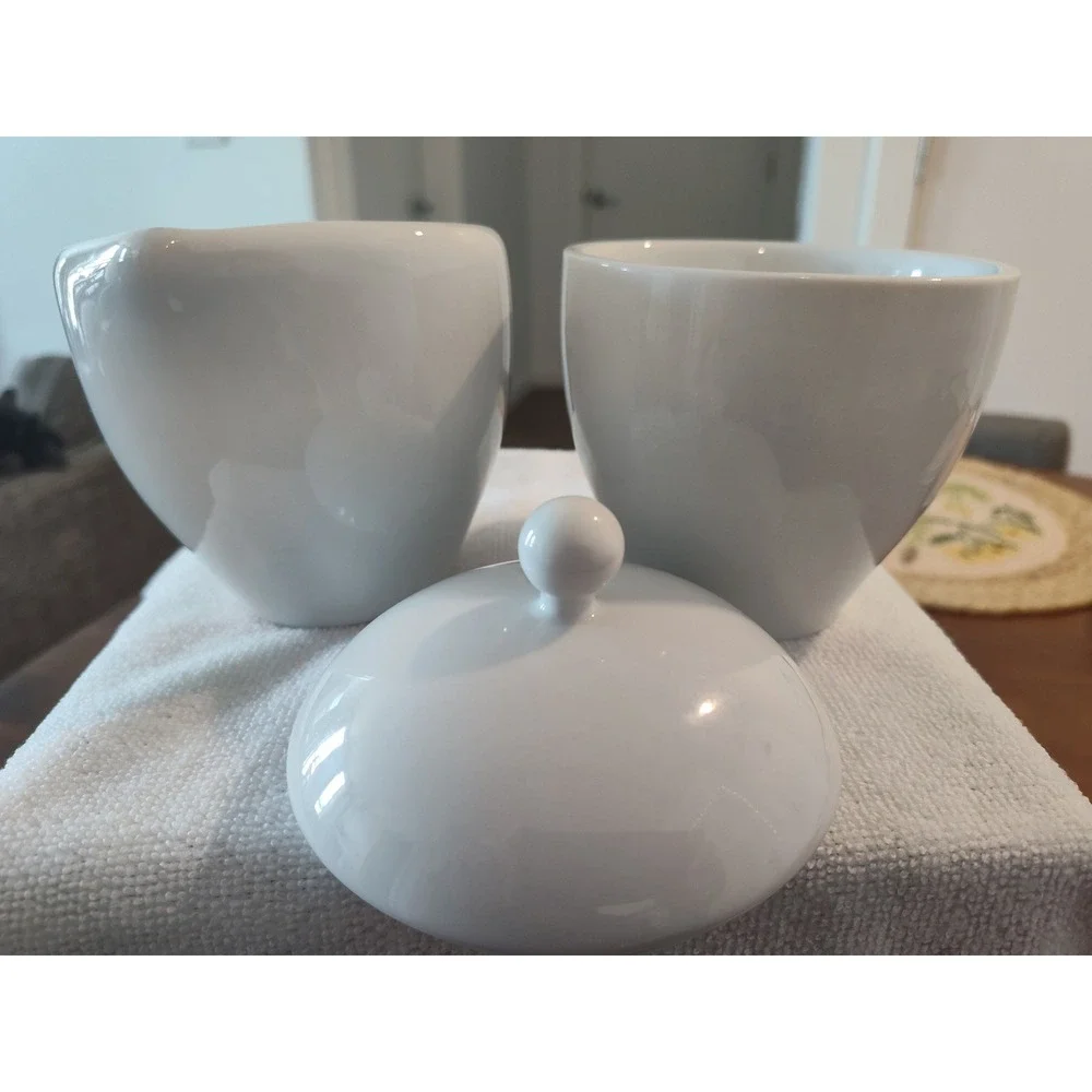 Pottery Barn Great White Sugar Bowl and Creamer Set White Porcelain Coffee Tea